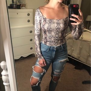 Shein snake skin off the shoulder top